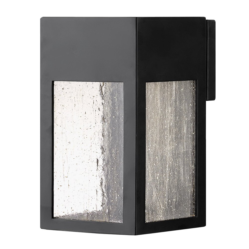 Hinkley Rook 12" Single Light Wall Mount Outdoor Lantern, Aluminum, Clear Seedy Glass, Modern, LED Included, Dark Sky Compliant, Satin Black Finish