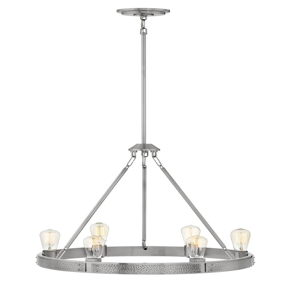 Hinkley Everett Collection Six Light Chandelier, Brushed Nickel
