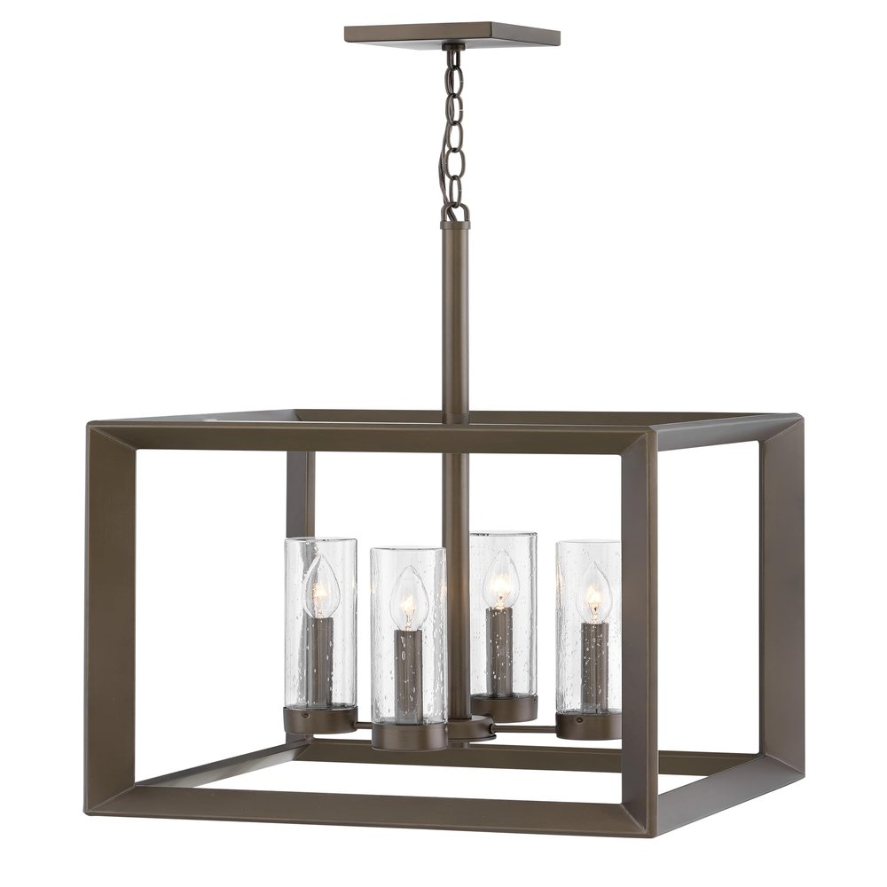 Hinkley Rhodes Medium Outdoor Hanging Lantern Pendant, Warm Bronze Finish