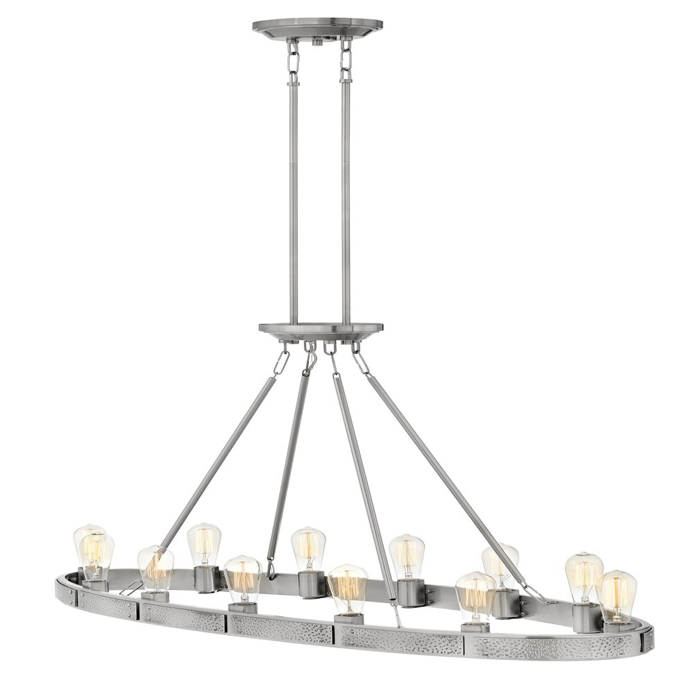 Hinkley Everett Collection Twelve Light Linear Chandelier, Brushed Nickel