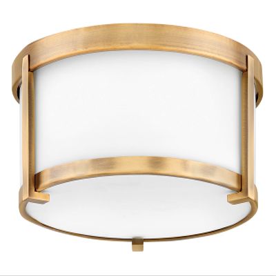 Hinkley Lowell 3243BR Medium Flush Mount Ceiling Light, Twist Lock System Keeps Fixture Flush with Ceiling, Damp-Rated for Bathrooms, Laundry Rooms, Brushed Bronze and Etched Opal Glass
