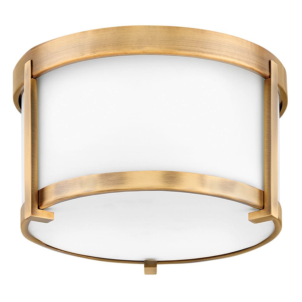 Hinkley Lowell 3243BR Medium Flush Mount Ceiling Light, Twist Lock System Keeps Fixture Flush with Ceiling, Damp-Rated for Bathrooms, Laundry Rooms, Brushed Bronze and Etched Opal Glass