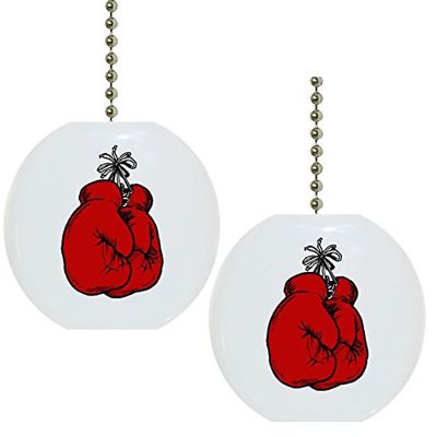 Set of 2 Boxing Gloves Solid Ceramic Fan Pulls