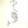 Trace Ellements Purple-Blue Iridescent Faceted Glass Heart, Water Bubble and Silvery Metal Mermaid Ceiling Fan Pull Chain view 2