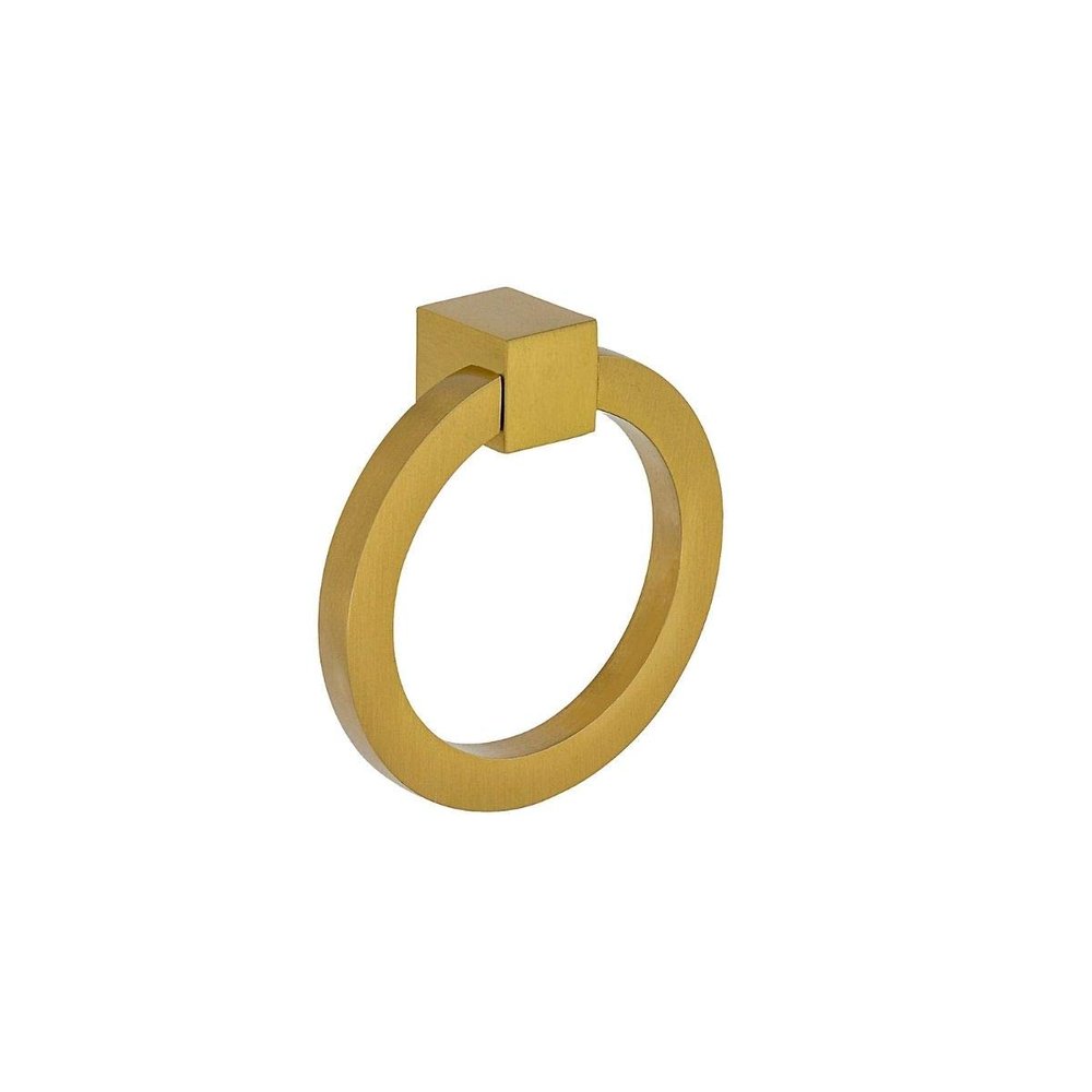Prima Round Modern Ring Pulls 2- Solid Brass Round Ring Pull, Sand Casted & Hand Finished Cabinet Ring Pulls for Kitchen Drawers, Modern Design & Sturdy Door Ring Pull Round Brushed Brass
