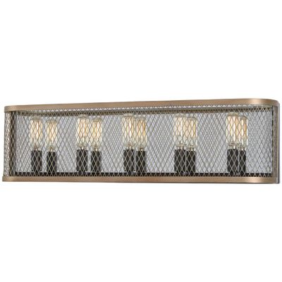 Minka-Lavery Marsden Commons 5 Light Bath in Smoked Iron Finish with Aged Gold with Reflective Backplate