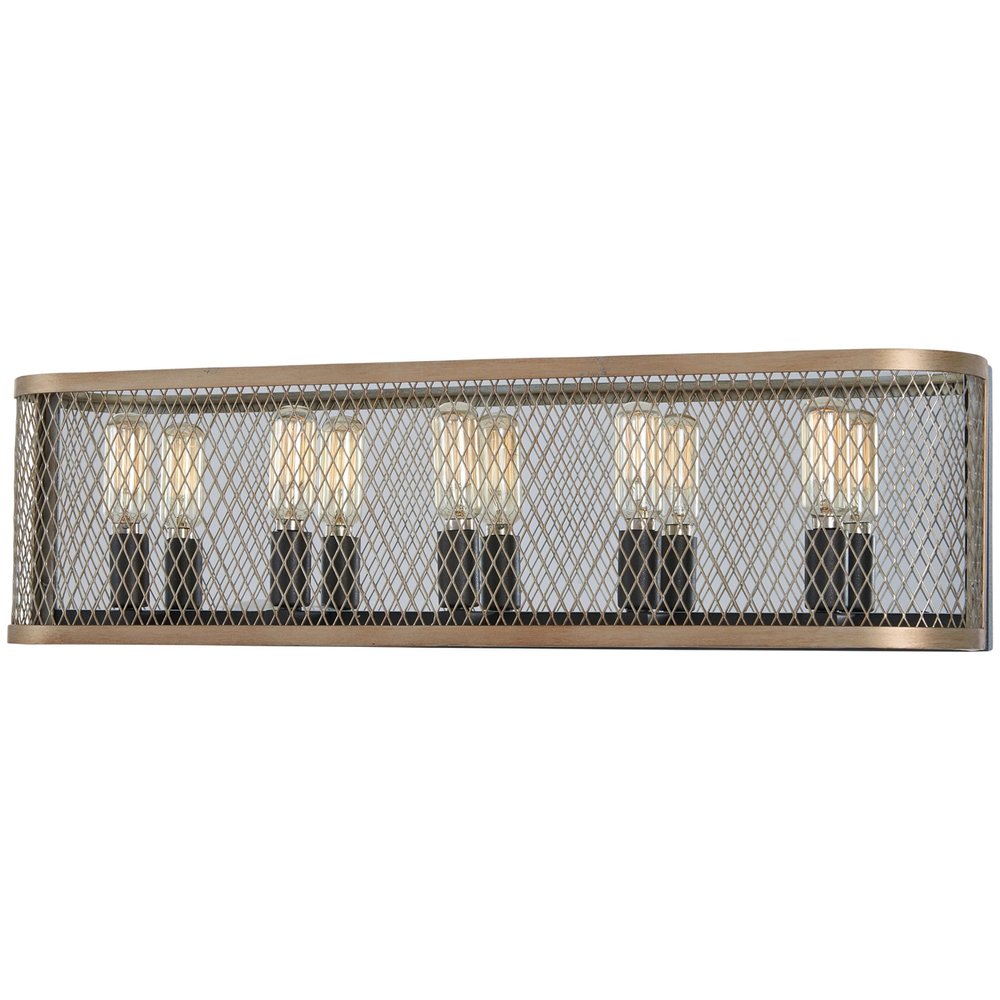 Minka-Lavery Marsden Commons 5 Light Bath in Smoked Iron Finish with Aged Gold with Reflective Backplate