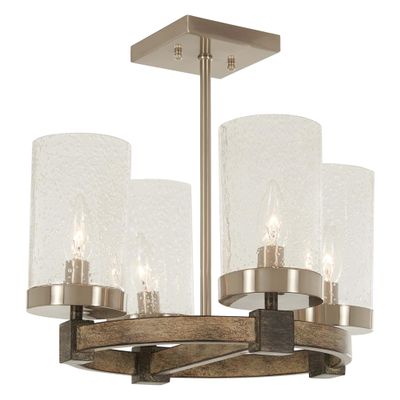 Minka Lavery 4637-106 Bridlewood Semi-Flush, 0-Light, 0 Total Watts, 15.75-in H x 13.75-in W, Stone Grey w/Brushed Nickel