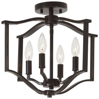 Minka Lavery Semi Flush Mount Ceiling Light 4656-579 Elyton Lighting Fixture, 4-Light 240 Watts, Downton Bronze