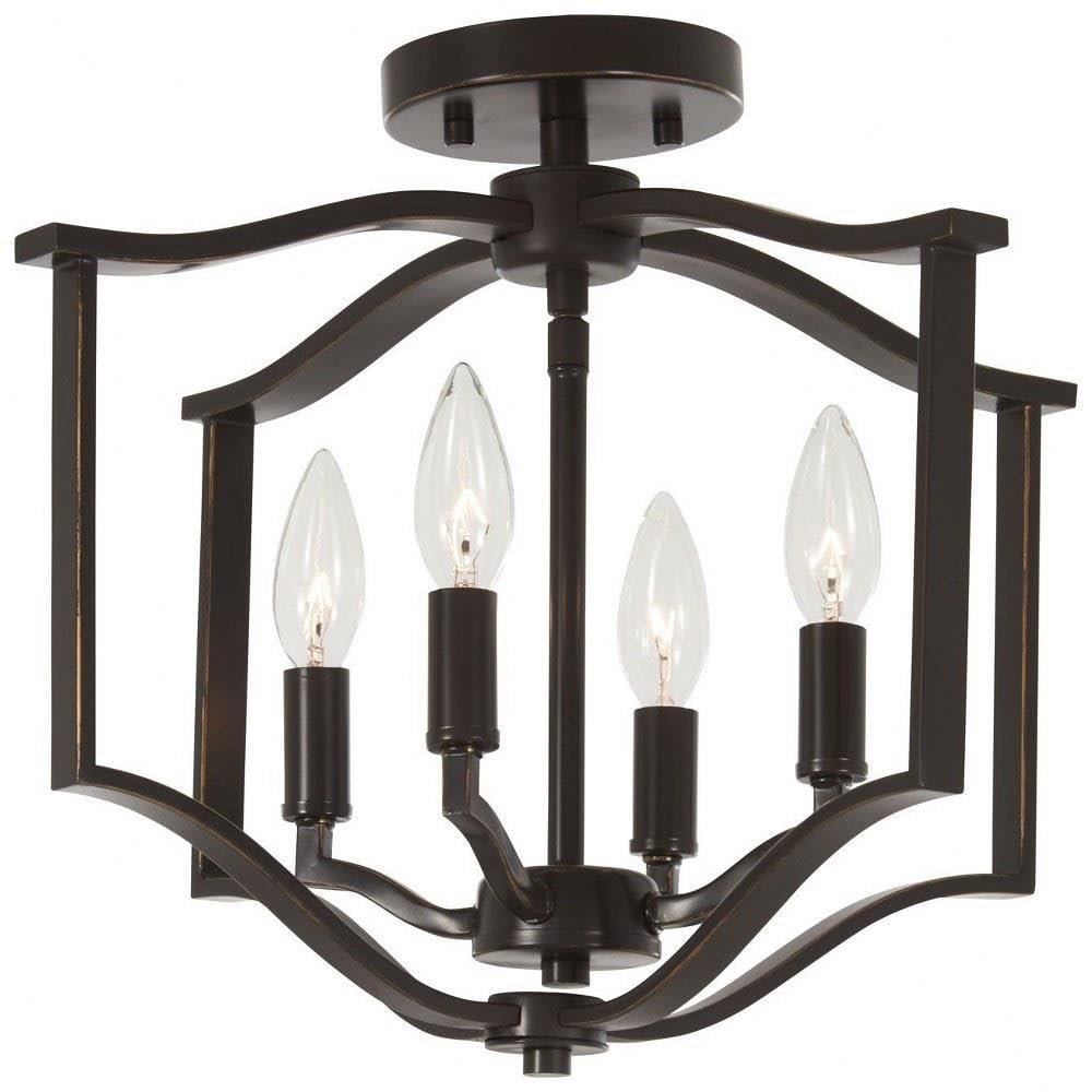 Minka Lavery Semi Flush Mount Ceiling Light 4656-579 Elyton Lighting Fixture, 4-Light 240 Watts, Downton Bronze