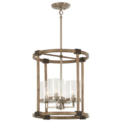 Minka Lavery 4640-106 Bridlewood Foyer Pendant, 4-Light, 240 Total Watts, 14.5-in H x 22-in W, Stone Grey w/Brushed Nickel