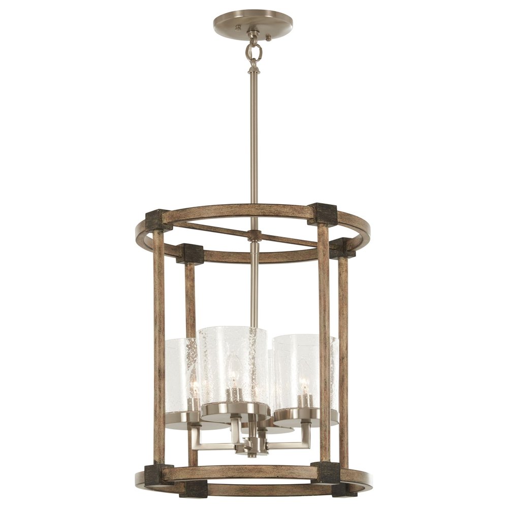 Minka Lavery 4640-106 Bridlewood Foyer Pendant, 4-Light, 240 Total Watts, 14.5-in H x 22-in W, Stone Grey w/Brushed Nickel