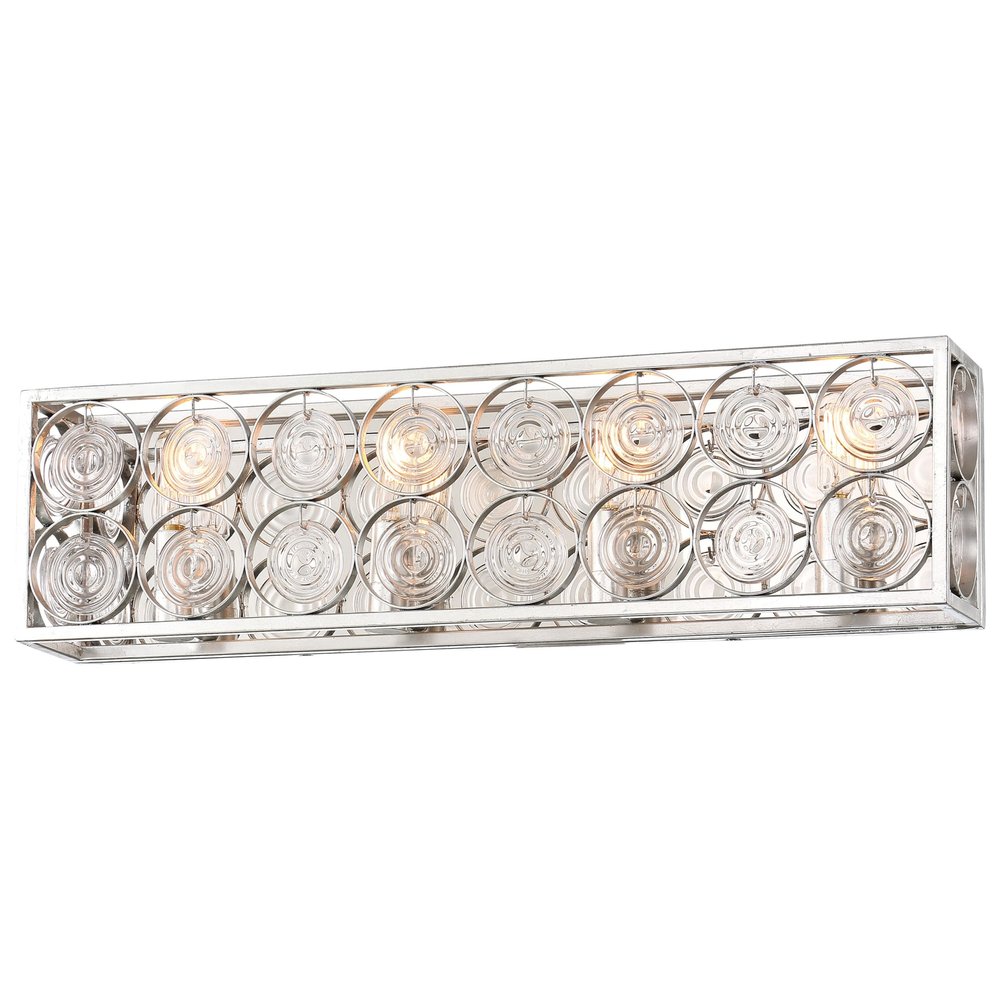 Minka-Lavery Culture Chic 4 Light Bath in Catalina Silver Finish with Clear Ripple Glass with Reflective Backplate