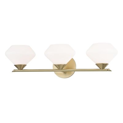 Mitzi Valerie 3-Light Bath and Vanity | Aged Brass Finish | Made of Steel & Glass | Damp-Rated for Bathroom Use | 21.75" W x 6" H Profile | H136303-AGB