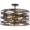 Minka Lavery 4671-111 Vortic Flow Semi-Flush, 5-Light, 300 Total Watts, 20-in H x 9-in W, Dark Bronze with Mosaic Gold Interior view 1