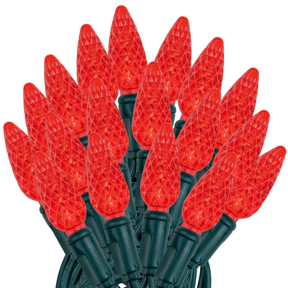 Novelty Lights 50FT 100 LED C6 Red Outdoor Christmas String Lights, UL