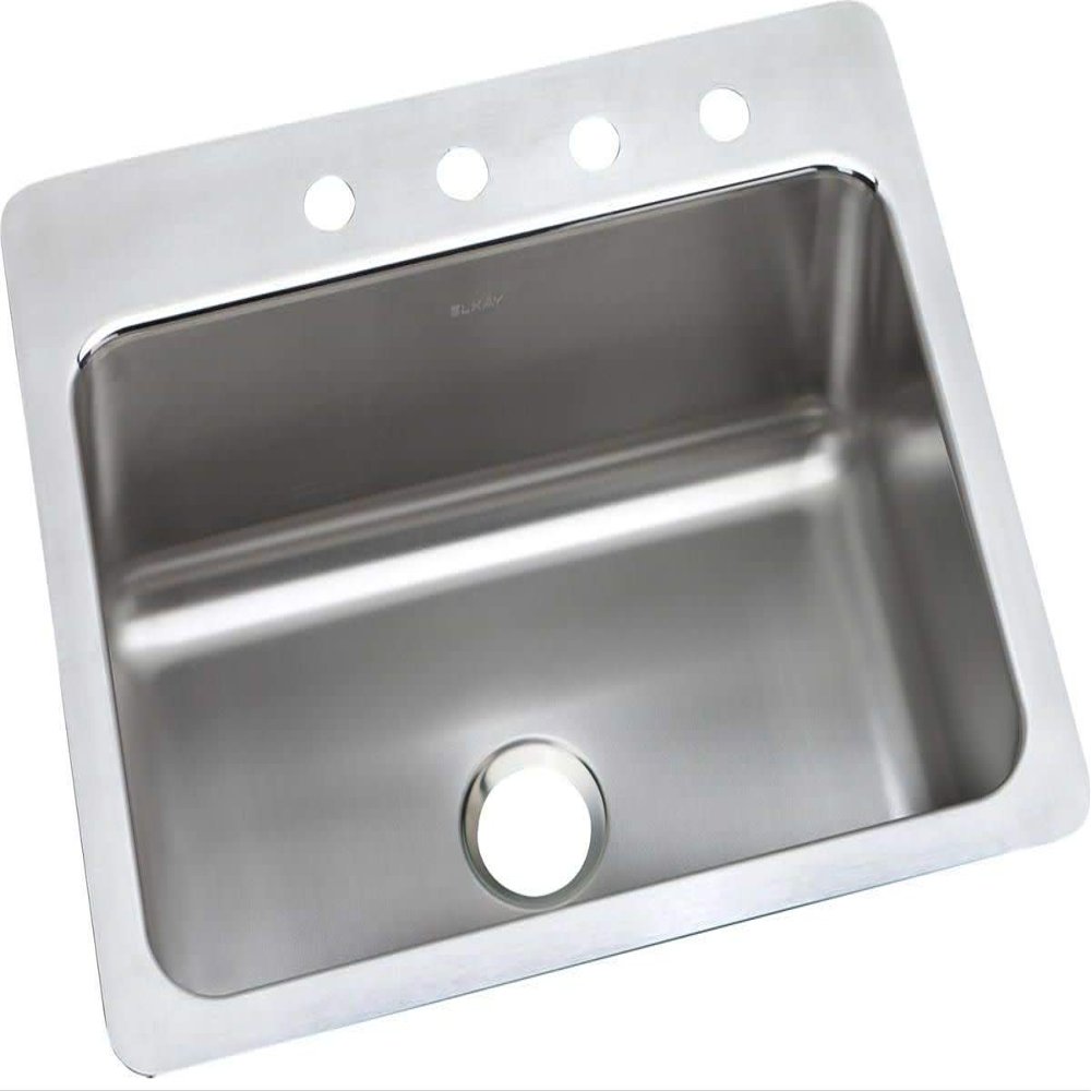 Elkay LSR27221 18 Gauge Stainless Steel 27" x 22" x 8" Single Bowl Dual/Universal Mount Kitchen Sink with 1 Faucet Hole