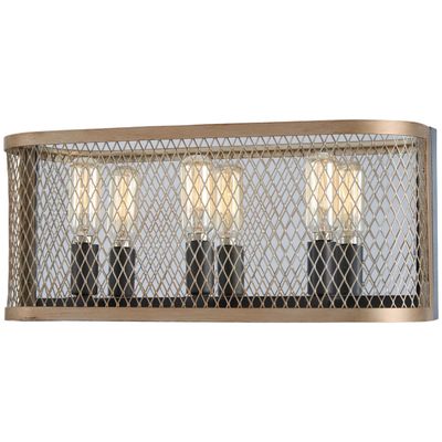 Minka-Lavery Marsden Commons 3 Light Bath in Smoked Iron Finish with Aged Gold with Reflective Backplate