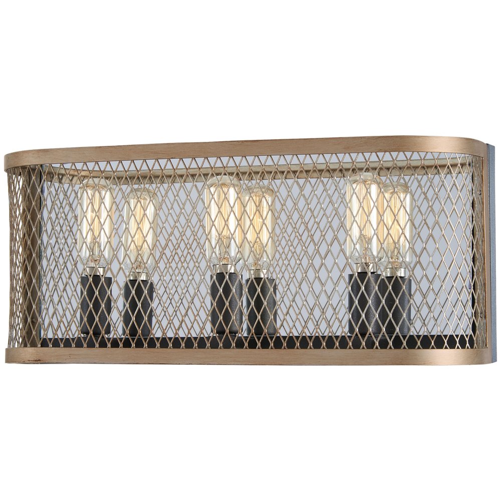 Minka-Lavery Marsden Commons 3 Light Bath in Smoked Iron Finish with Aged Gold with Reflective Backplate