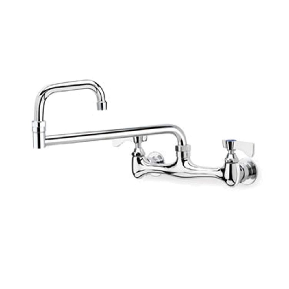 Krowne 12-824L Commercial Silver Series, 8" Center Wall Mount Faucet, 24" Jointed Spout, Low Lead, 1/4 Turn Ceramic Valves, 1/2" NPT Female Inlets