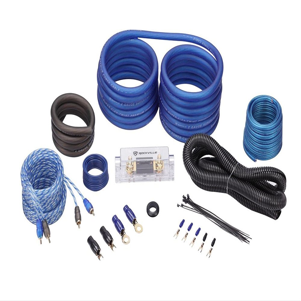 Rockville RWK21 2 Gauge Amplifier Wiring Kit, 100% Copper RCA, ANL Fuse Holder, Low Resistance, High Flexibility, for Car Audio Enthusiasts