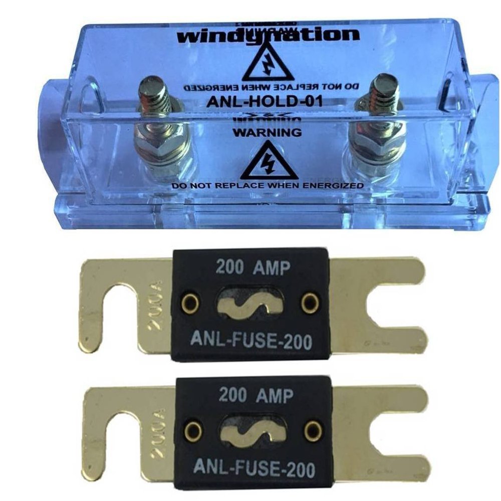 WindyNation ANL Fuse Holder + Fuse (2pcs 200A)