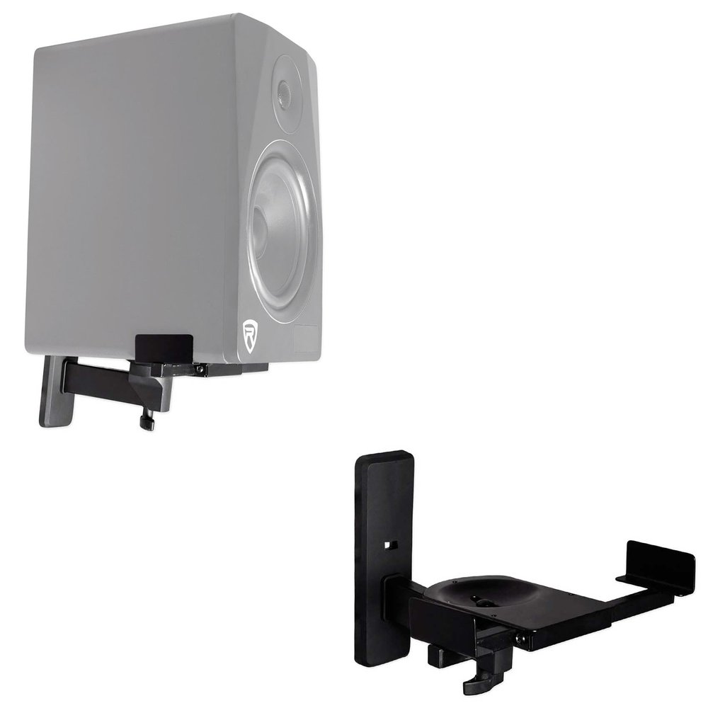 Rockville RHSB8 Adjustable Wall Mount Speaker Brackets (Pair), 180-Degree Swivel, 10-Degree Tilt, 40lb Capacity, Perfect for Home Theater and Studio Monitors