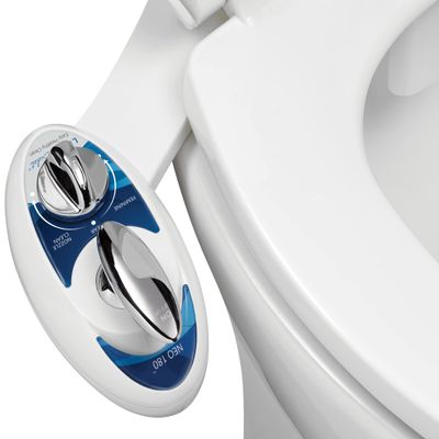 LUXE Bidet NEO 180 - Dual Nozzle, Self-Cleaning, Non-Electric Bidet Attachment for Toilet Seat, Adjustable Water Pressure, Rear & Feminine Wash, with Lever Control (Blue)