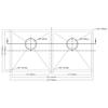 Dawn SRU331616 Undermount Small Corner Radius Equal Double Bowl Sink, Polished Satin view 2