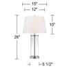 360 Lighting Modern Coastal Table Lamp Fillable 26.25" High Clear Glass Cylinder Brushed Nickel Metal White Drum Shade Decor for Living Room Bedroom Beach House Bedside Nightstand Home view 4
