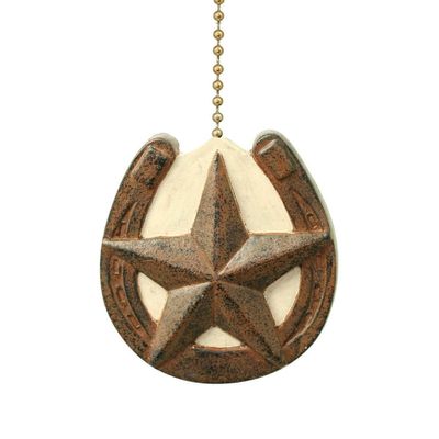 Clementine Designs Horseshoe with Texas Barn Star Ceiling Fan Pull Chain
