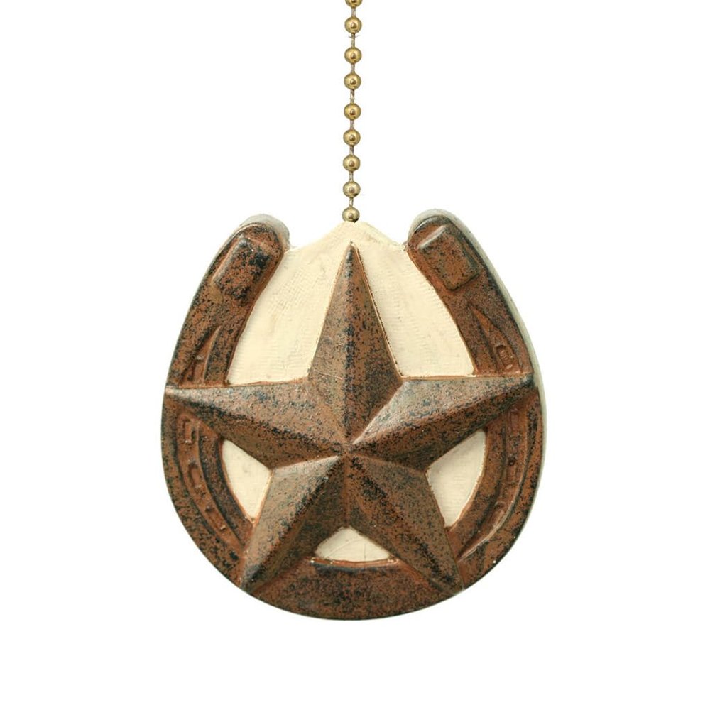 Clementine Designs Horseshoe with Texas Barn Star Ceiling Fan Pull Chain