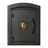 Qualarc MAN-1406-BL Manchester Column Mount Mailbox with "Decorative Agave Logo" in Black view 1