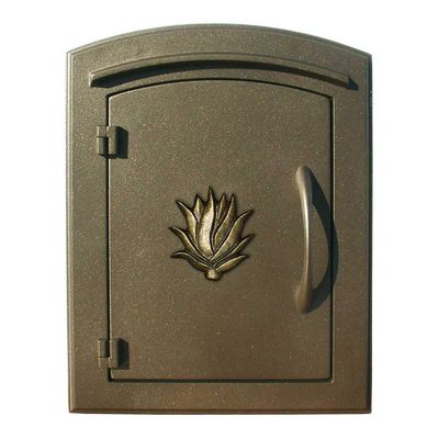 Qualarc MAN-1406-BZ Manchester Column Mount Mailbox with Decorative Agave Logo in Bronze