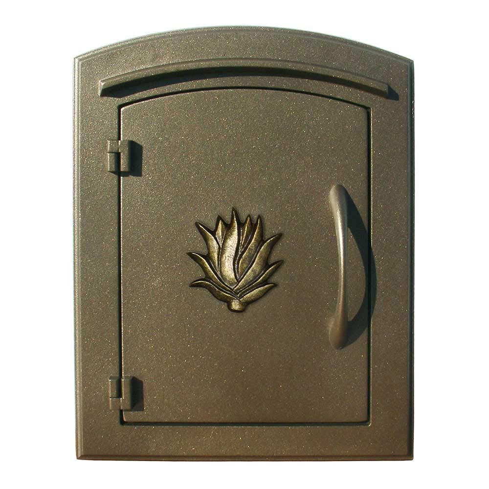 Qualarc MAN-1406-BZ Manchester Column Mount Mailbox with Decorative Agave Logo in Bronze
