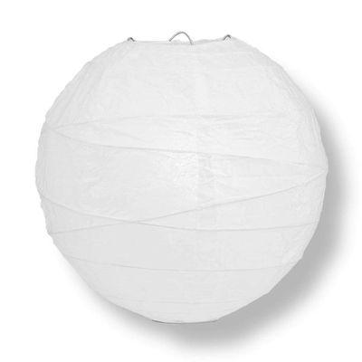 PaperLanternStore.com 20 Inch White Round Paper Lantern, Crisscross Ribbing, Hanging Decoration