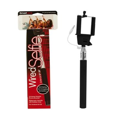 Bulk Buys Black Wired Selfie Portrait Stick - 4 Pack