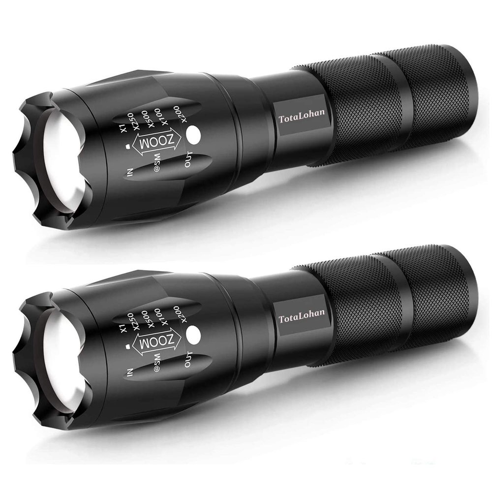 TotaLohan Military Grade Tactical LED High Lumens 5 Light Mode Flashlight Torch,2-Pack