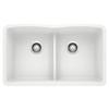 BLANCO, White 442074 DIAMOND SILGRANIT 50/50 Double Bowl Undermount Kitchen Sink with Low Divide view 1