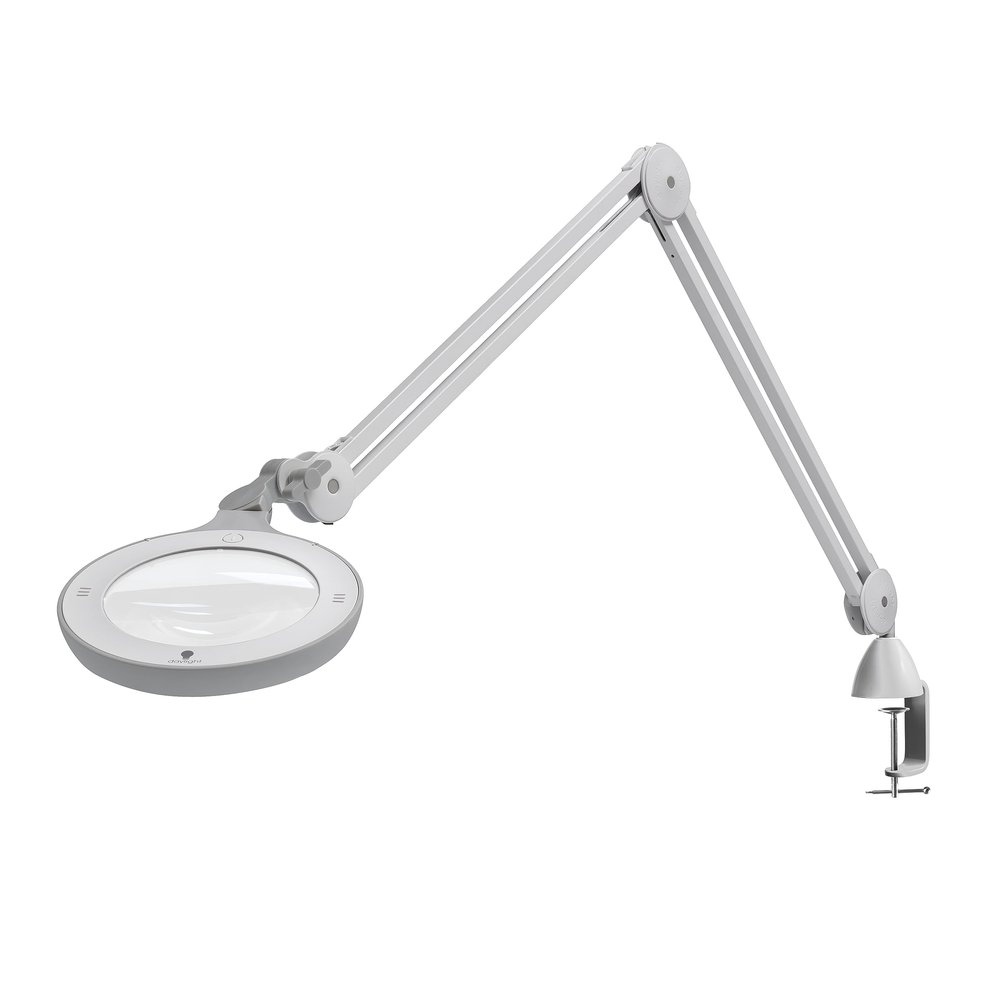 Omega 5 - Premium LED Magnifying Lamp with Interchangeable Glass Lenses, Adjustable Arm, and Dimmer Switch for Professionals in Health & Beauty, Model Making, and Low Vision Applications