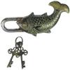 Brass Padlock - Lock with Keys - Working Functional - Brass Made Padlock-fish antique view 1