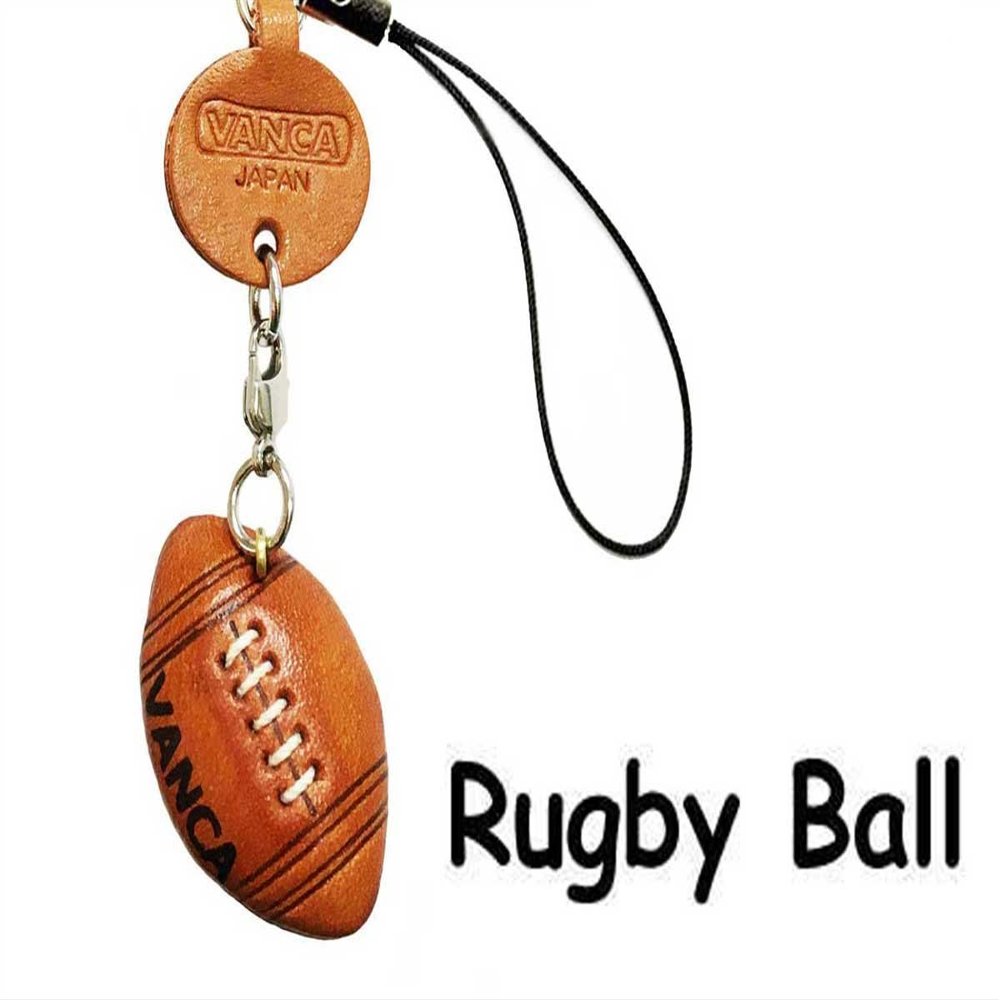 Rugby Ball/American Football Leather Mobile/Cellphone Charm VANCA Craft-Collectible Uniqe Mascot Made in Japan