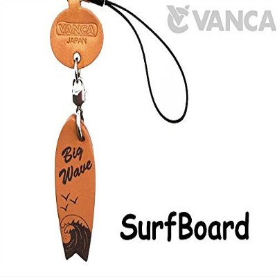 Surfboard Leather Goods mobile/Cellphone Charm VANCA CRAFT-Collectible Uniqe Mascot Made in Japan