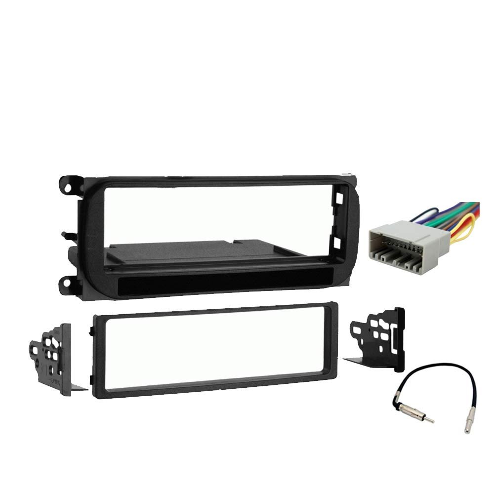 Harmony Audio Compatible with Jeep Wrangler 2003 2004 2005 2006 Single DIN Stereo Harness Radio Install Dash Kit Package