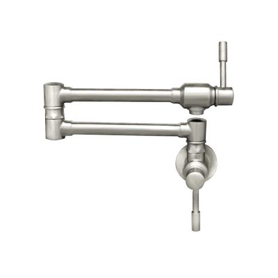 Whitehaus Kitchen Faucet; Stainless Pot Filler, Lever Handles, Lead-Compliant ; Brushed Steel