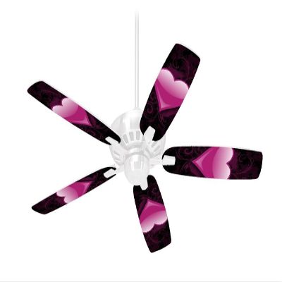 Glass Heart Grunge Hot Pink - Ceiling Fan Skin Kit fits most 42 inch fans (FAN and BLADES SOLD SEPARATELY)