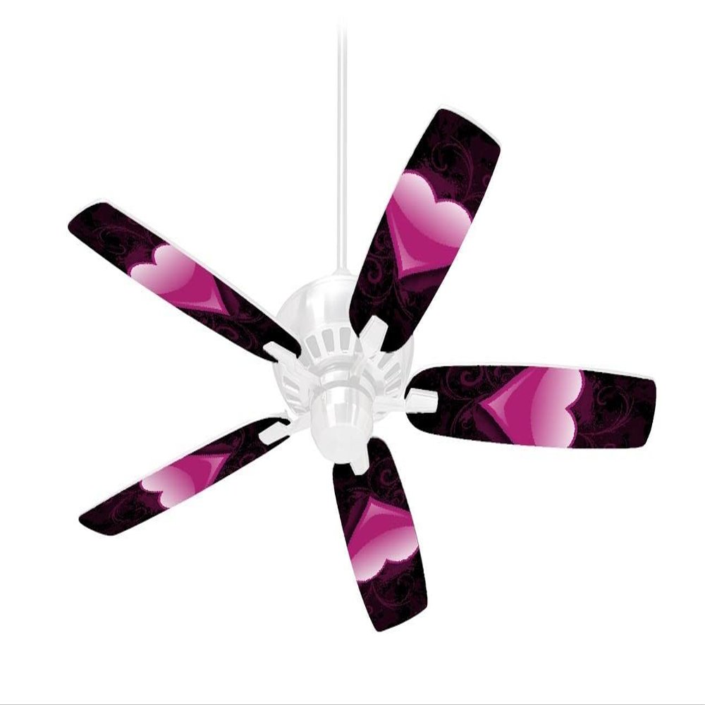 Glass Heart Grunge Hot Pink - Ceiling Fan Skin Kit fits most 42 inch fans (FAN and BLADES SOLD SEPARATELY)