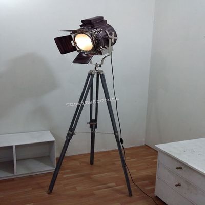 THOR INSTRUMENTS Collectible SEARCHLIGHT Spotlight COVERD Leather with Grey Tripod Floor LAMP Rustic Vintage Home Decor Gifts