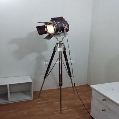 THOR INSTRUMENTS Vintage Designer Studio Floor LAMP Nautical SPOT SEARCHLIGHT Floor LAMP with Chrome Finish COVERD Antique Leather Rustic Vintage Home Decor Gifts