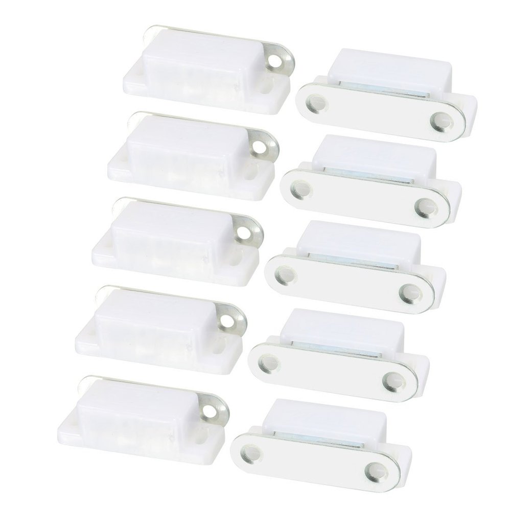uxcell Pack of 10 Plastic Housing Plate Door Magnetic Catch Latch